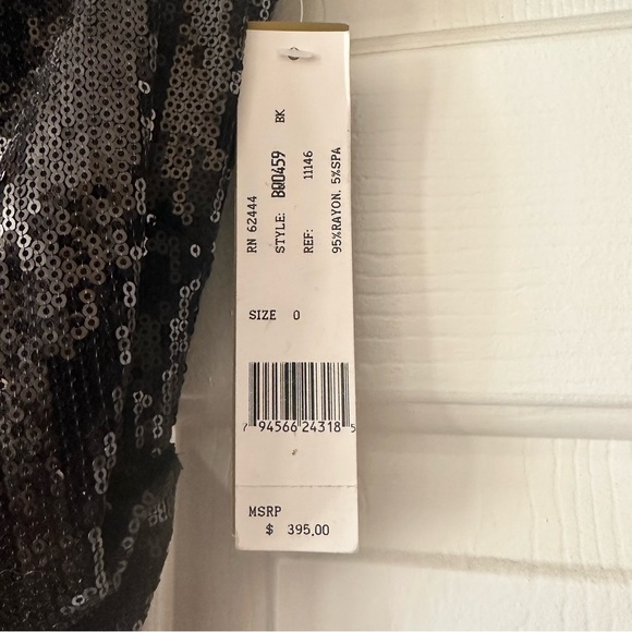 NWT Nicole Miller off the shoulder black sequined dress. - Picture 2 of 3